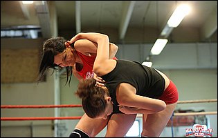 Hot wrestling match between Abbie Cat and Cosette Ibarra