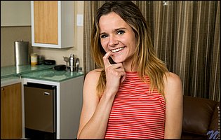 Addee Kate teasing with tight body and playing with a big dildo
