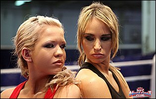 Hot wrestling match between Aleska Diamond and Cristal May