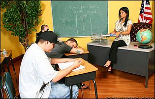 Naughty teacher Alexis Amore fucking her student in the classroom