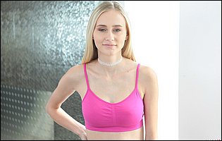 Alicia Williams strips off her pink top and mini skirt
