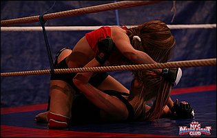 Hot wrestling match between Angel White and Leyla Black
