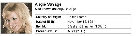 Pornstar Angie Savage