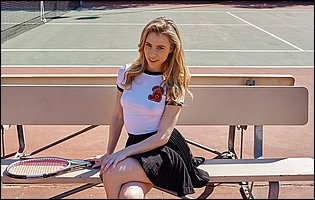 Gorgeous tennis player Anya Olsen posing outdoor