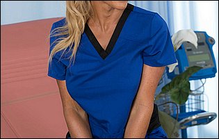 Hot doctor Aubrey Black strips her uniform and sexy underwear