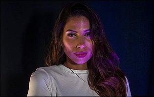 Baby Nicols strips off her t-shirt, skirt and sexy underwear