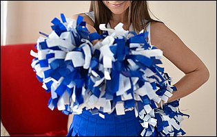 Pretty cheerleader Bridget Bond posing for camera