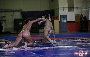 Hot oil wrestling match between Doris Ivy and Sophie Lynx