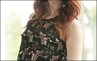 Gorgeous redhead Elle Alexandra strips off her sexy black dress