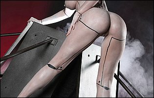 Jessa Rhodes as sexy robotic humanoid posing for camera