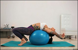 Hot yoga girl Joanna Angel teasing with oiled body