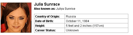 Pornstar Julia Sunrace