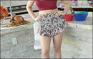 Kagney Linn Karter in sexy high heels demonstrates her body in kitchen