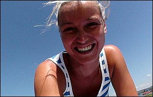 Kathia Nobili having fun in the sun