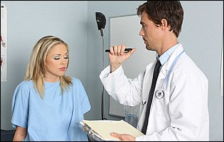 Beautiful blonde Katie Kox having sex with her handsome doctor