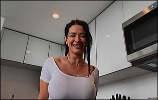 Katrina Jade is getting a hard fuck in kitchen