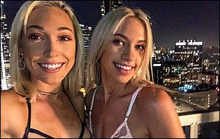 Beautiful blondes Khloe Kapri and Lily LaBeau posing for camera