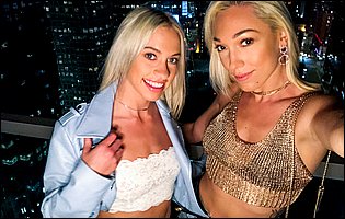Beautiful blondes Khloe Kapri and Lily LaBeau posing for camera