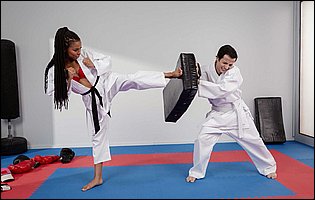 Hot karate instructor Kira Noir fucking her cute student