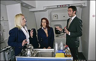 Hot flight attendant Kylee Strutt gets fucked by handsome man