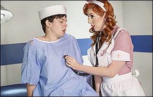 Beautiful nurse Lauren Phillips seduces her young patient