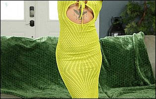Linda Lan strips off her sexy long dress and presents hot body