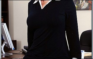 Busty secretary Lisa Sparxxx teasing with hot body in the office
