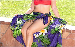 Asian MILF Lucky Starr teasing with hot body and dildoing her pussy and ass outdoor