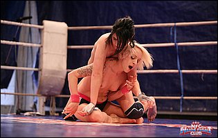 Hot wrestling match between Lucy Bell and Paige Fox