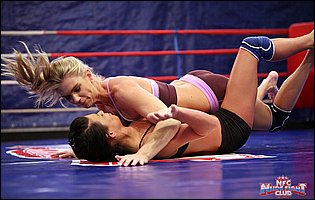 Hot wrestling match between Melane and Strawberry Sandy