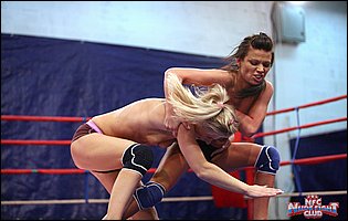 Hot wrestling match between Melane and Strawberry Sandy