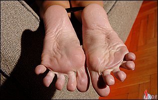 Hot sex slave Mya Diamond getting her sexy feet fucked