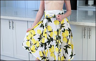 Myra Moans posing in beautiful dress