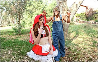 Little red riding whore Nikki Rhodes gets fucked in the forest