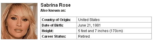 Pornstar Sabrina Rose