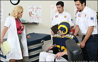 Sexy doctor Shyla Stylez fucking a football player