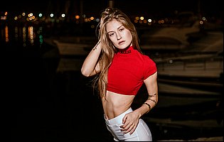 Tiffany Tatum strips her red t-shirt and white pants