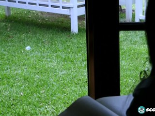 Young cutie Joseline Kelly stripping and masturbating outdoor