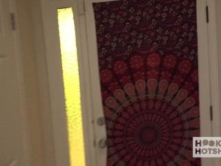 Young Kira Noir in pink fishnet, socka and high heels is geting a rough fuck