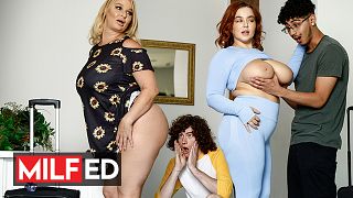Hot MILFs London River and Natasha Nice fucking their step sons