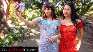 Cute brunettes Alex Coal and Lana Smalls having lesbian fun